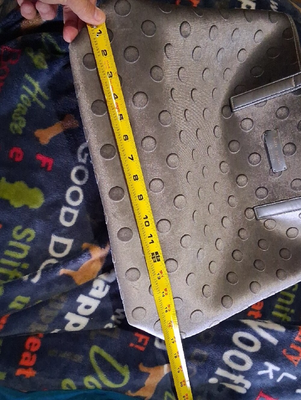 LOW START NO CALL kate spade metallic charcoal polka dot totE GREAT. Condition! - Picture 11 of 11
